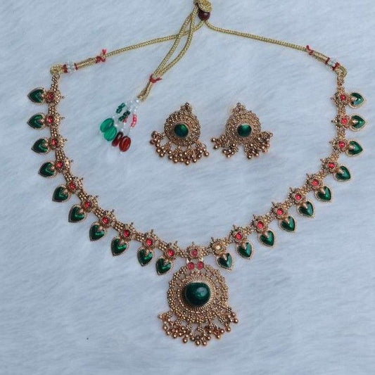 Matte Finish Palaka Necklace with earrings N0135-NJ24