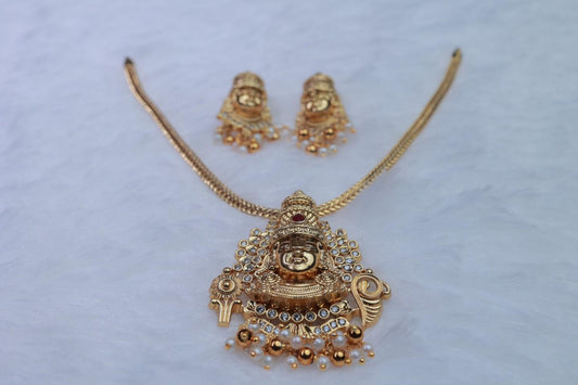 Premium Quality Perumal Goddess Pendent Necklace With Removable dollar with earrings N0136-NI38