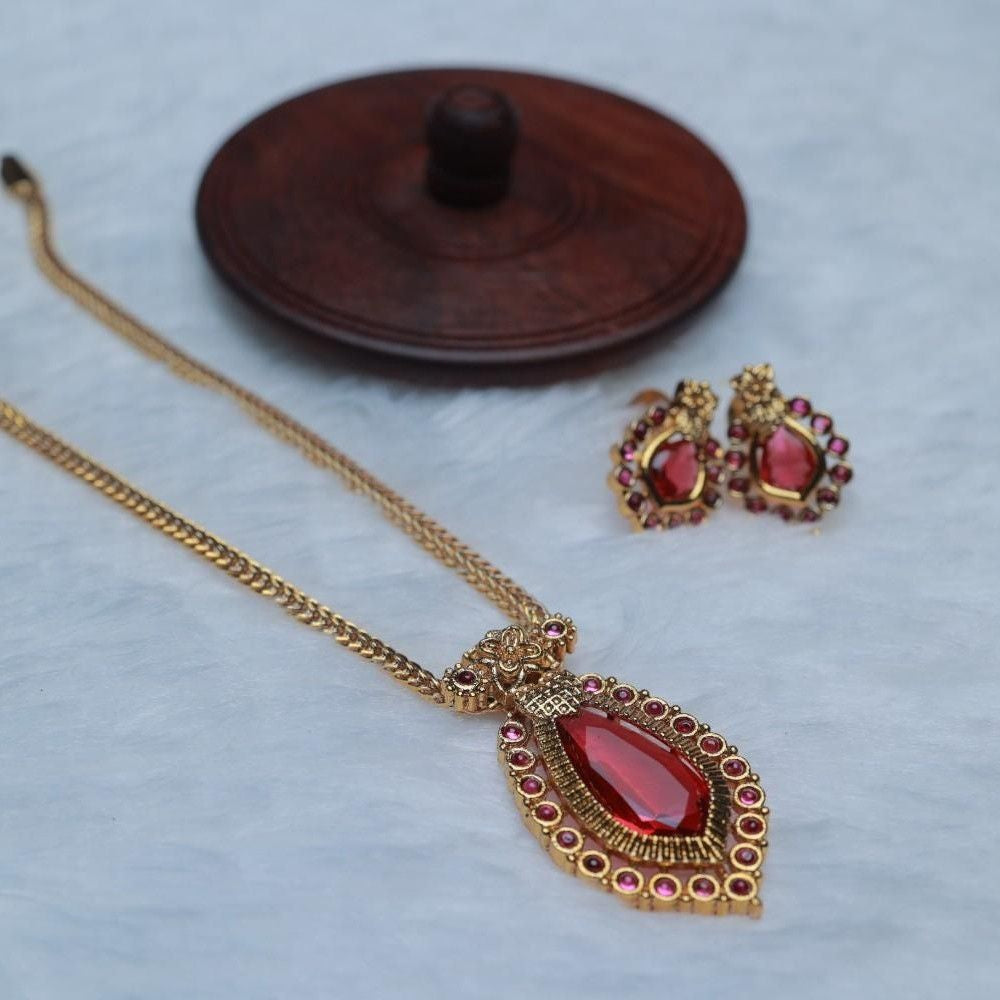 Premium Quality Traditional Palaka Design With Red Stone N0117-CI20