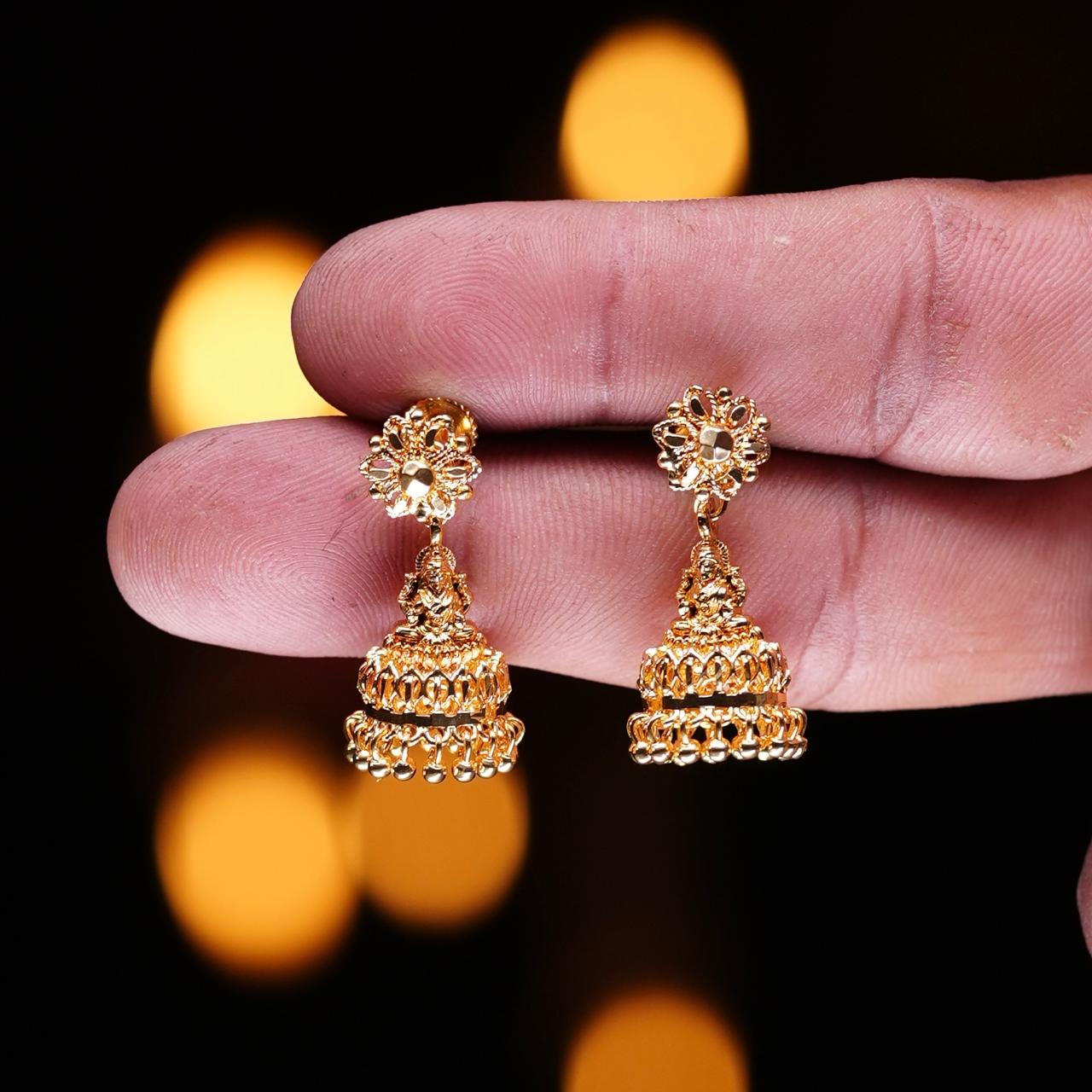 Premium Quality Gold Replica Design Lakshmi & Floral Pattern With Gold Bead Hanging J0047-CS20