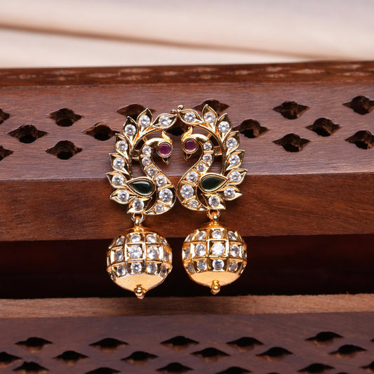 Real Gold alike Jhumka Peacock Jhumka J0038-CE40