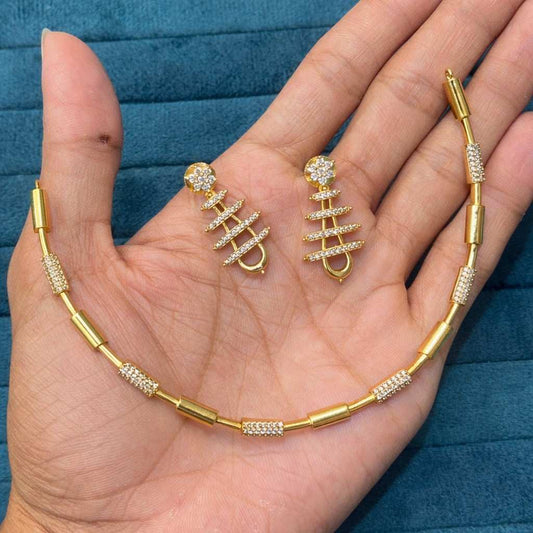 Trendy Simple Hasli Type Necklace with earrings N0262