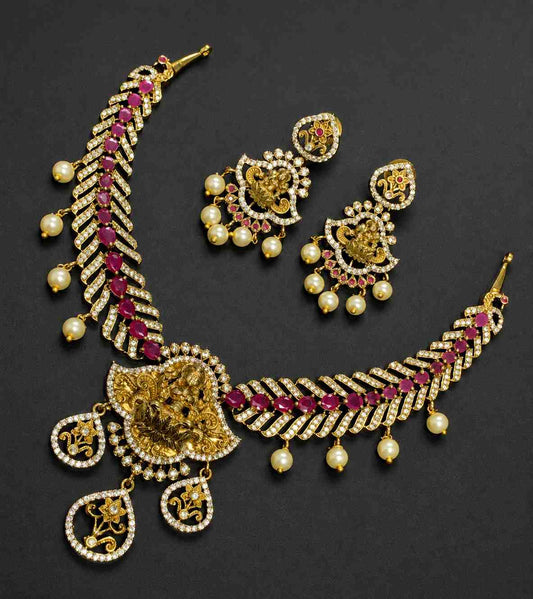 N0116 Peacock Feather Temple Necklace