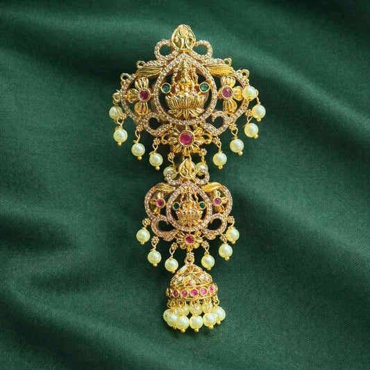 Premium quality hair accessories Lakshmi and floral design with kemp stones HA031-NJ34