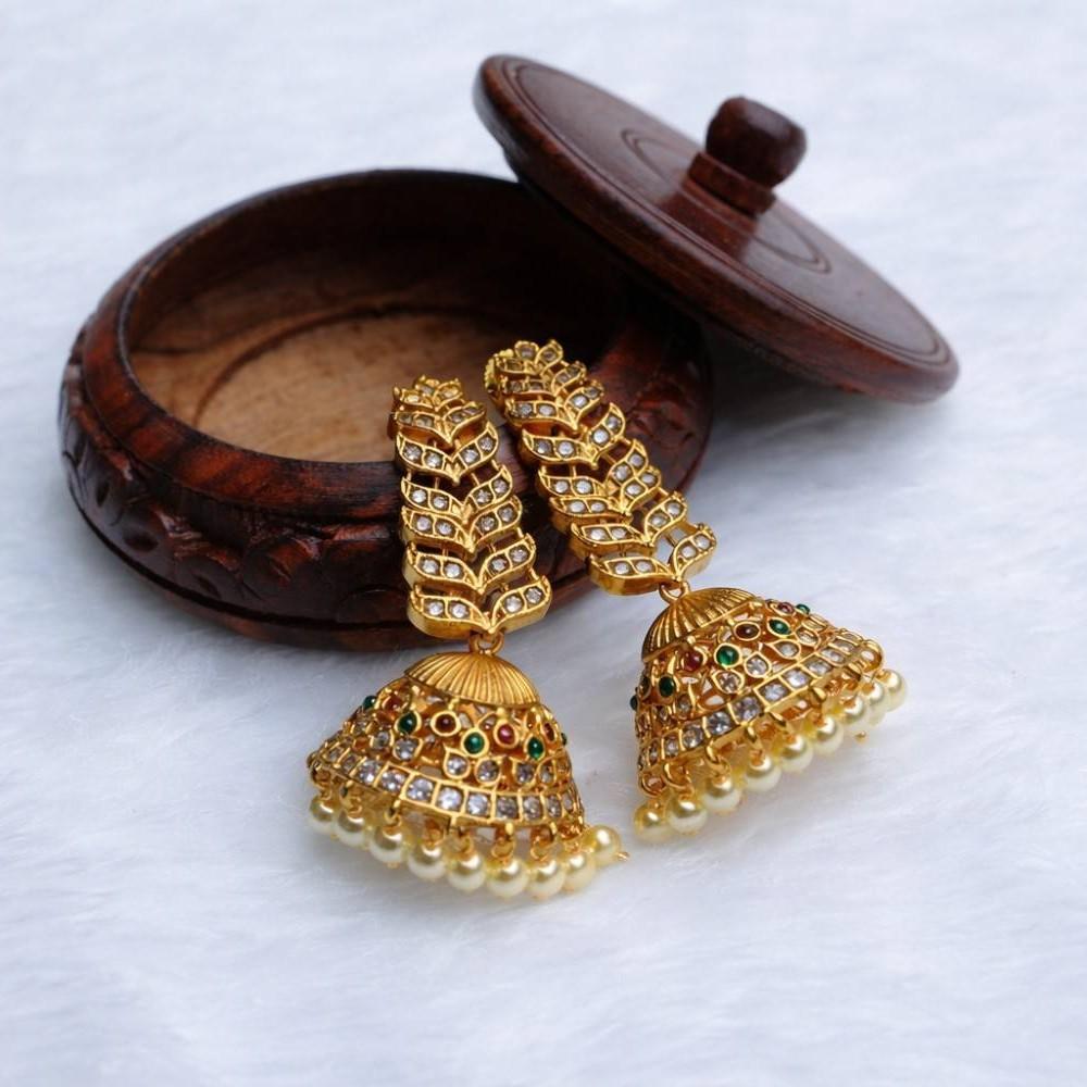 Premium Quality Floral Jhumka designed with Pearl hanging J0058-CR38