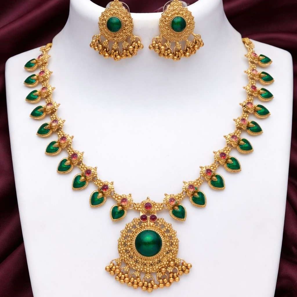 Matte Finish Palaka Necklace with earrings N0135-NJ24