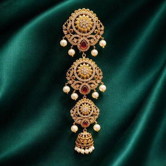 Premium Quality  Floral Pattern AD Stone Hair Accessories HA0013-CP37