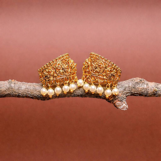 Ear cuff / Bugadi premium quality antique finish with pearl hanging slight press to adjust to our ears - EJ001-CO12