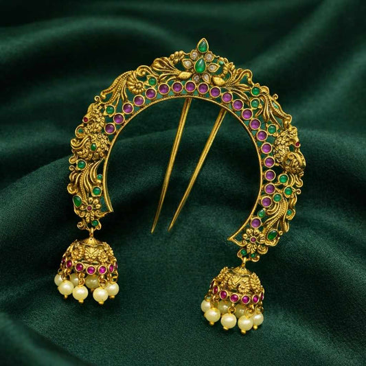 Premium Quality Hair accessories designed with cute jhumkas and floral pattern HA0023-CR65