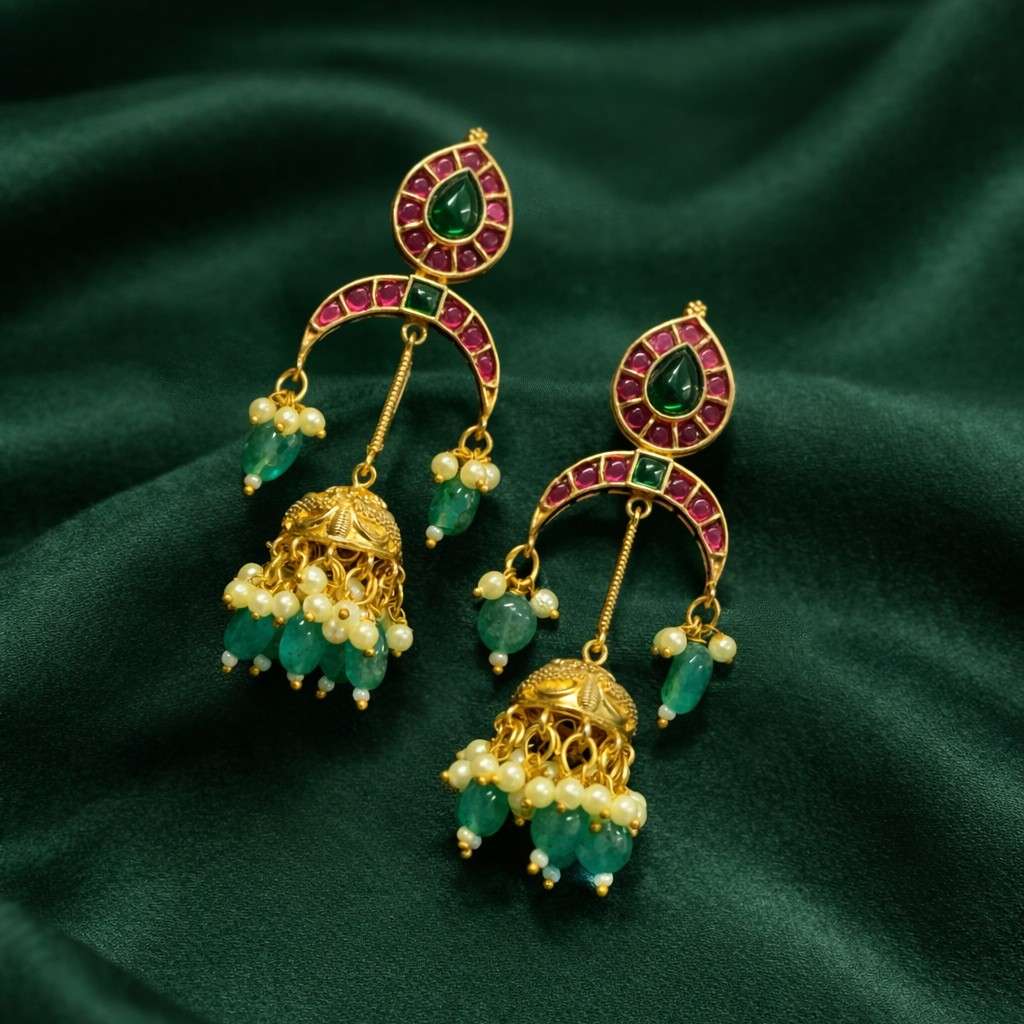 Premium Quality Jhumka With Unique Design of mini jhumka At middle Dangle cute Earring With Supreme  Quality J0053-CR66