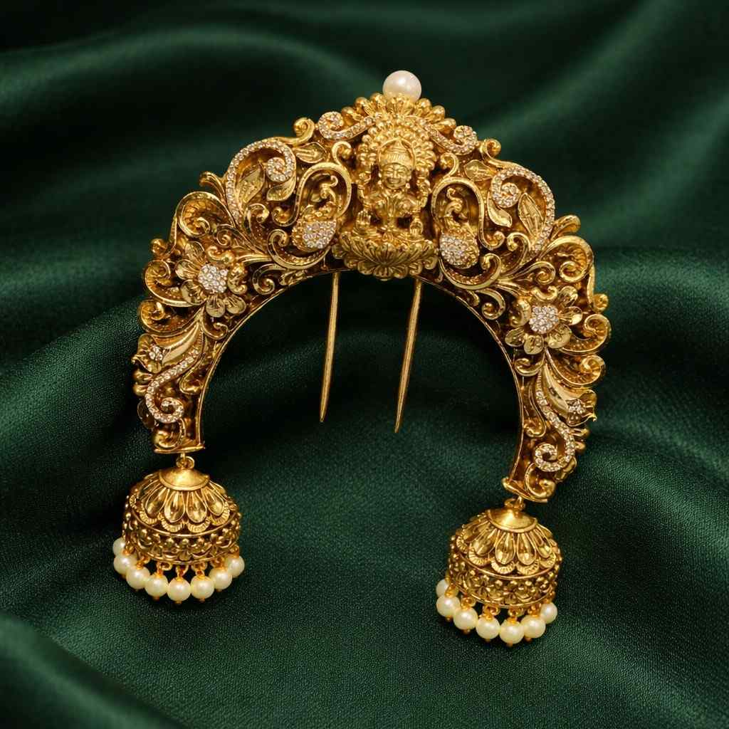 Premium Quality Lakshmi Hair accessories designed with cute jhumkas and floral pattern HA0022-CR68