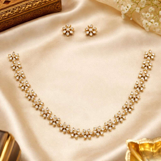 Premium Quality Diamond Replica Minimal Necklace Floral Pattern N0059-CJ34