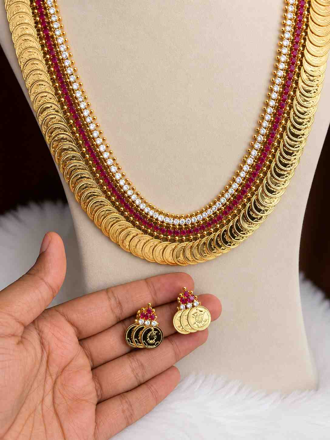 H0092 Traditional Coin Ruby stone Haram 28 inches long