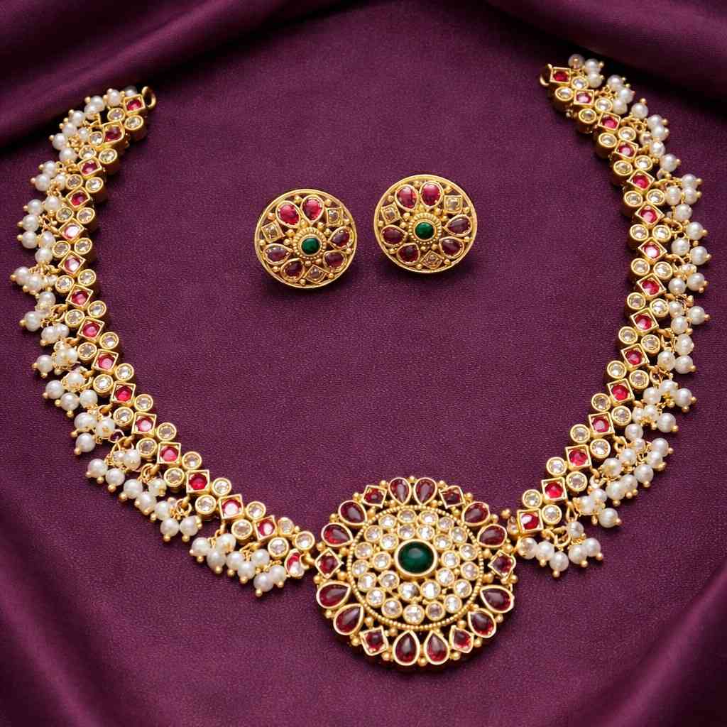 Premium AD Stone Floral Chocker/Necklace N0167-CJ60