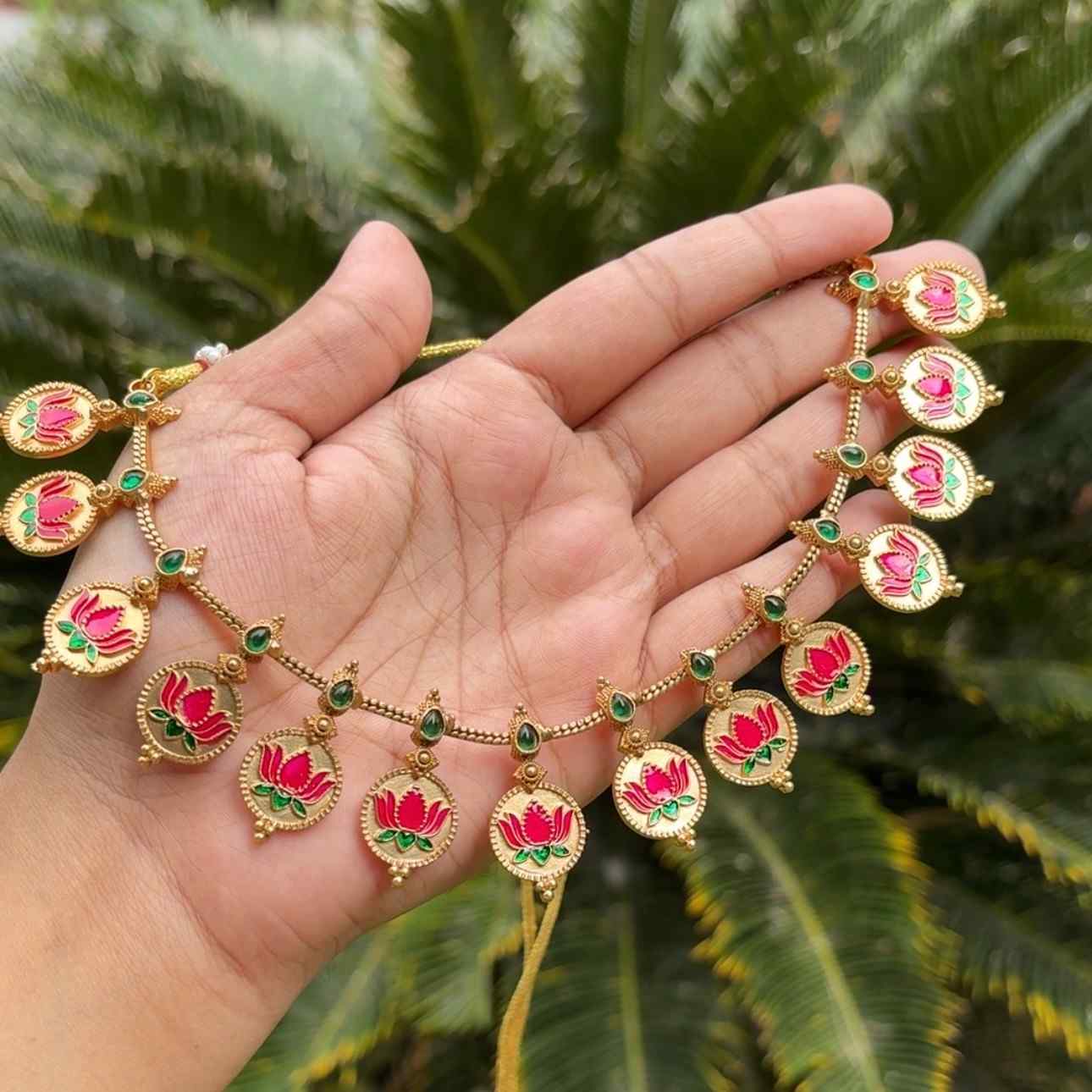 Premium Look Lotus Necklace with earrings N0139-CR22