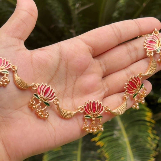 Matte Finish Trendy Lotus Manju Warrior Necklace with earring N0140-CJ15