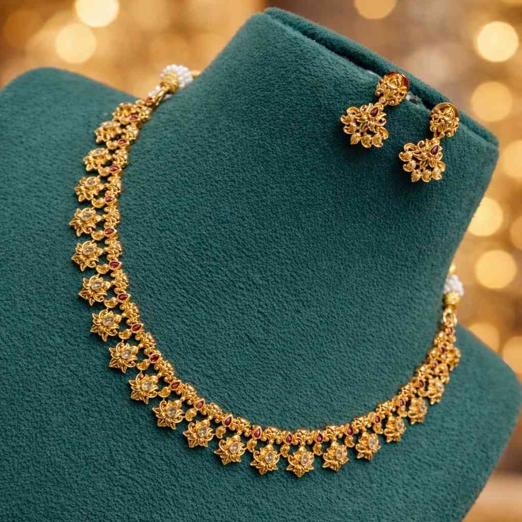 Premium quality cute lotus necklace light weight minimal necklace N00125-CR53