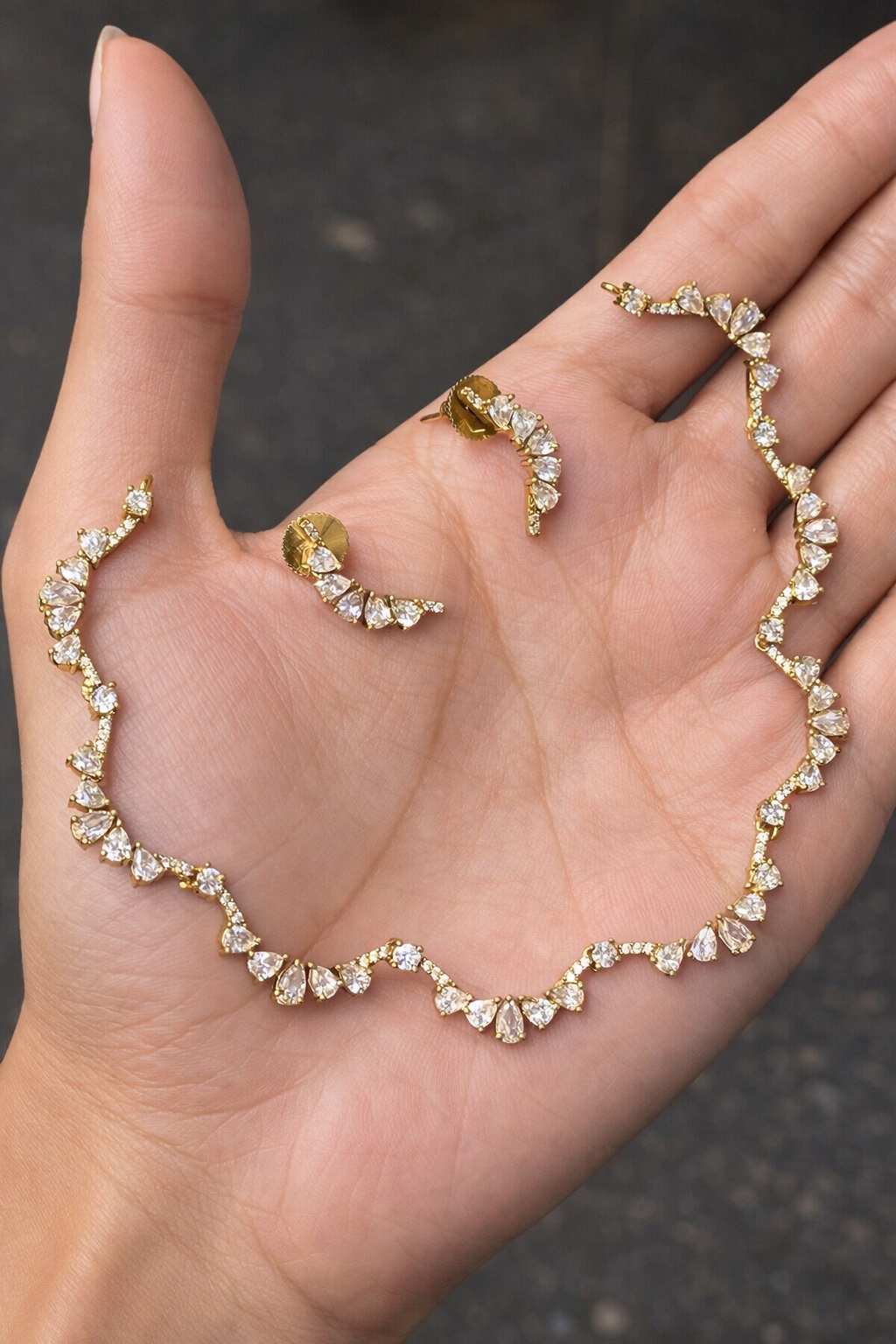 Premium quality Ad white Stone necklace with earrings N0172-NJ45