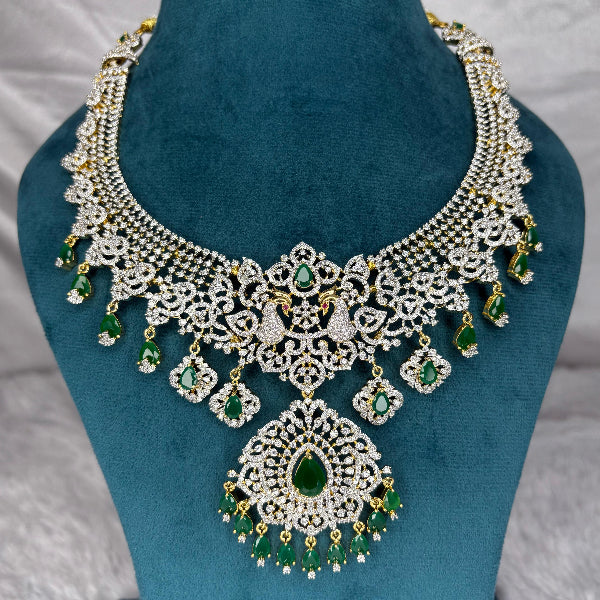 Bridal Necklace Set American Diamond Stone & Emerald Stone of  Premium Quality  N0057-Ck250
