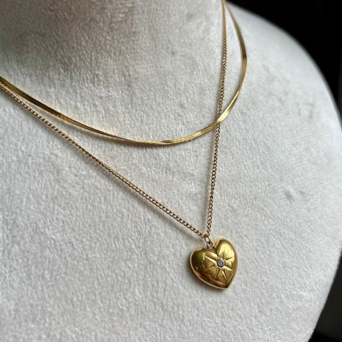 Stainless Steel Anti tarnish Layered Heart Chain SC009