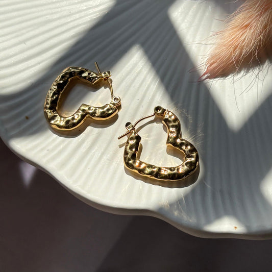 Stainless Steel Anti Tarnish 18k Gold plated Heart Earring SS003