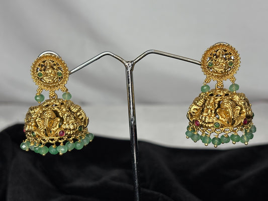 Lakshmi Jhumka with Green Crystal J0029-CR40