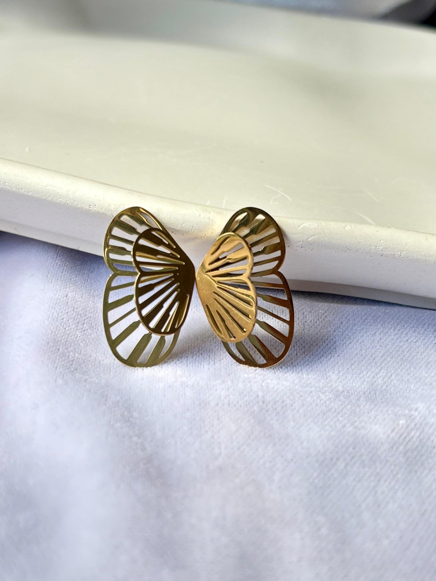 Stainless Steel Anti Tarnish 18k Gold plated Butterfly wings Earring SS009