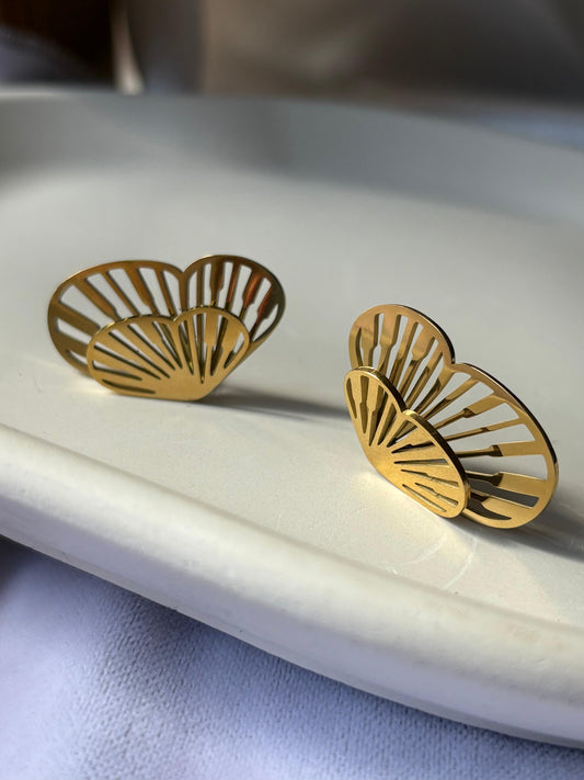 Stainless Steel Anti Tarnish 18k Gold plated Butterfly wings Earring SS009