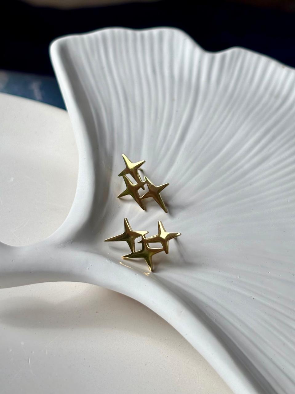 Stainless Steel Anti Tarnish 18k Gold plated Sparkle Sparkle Earring SS014