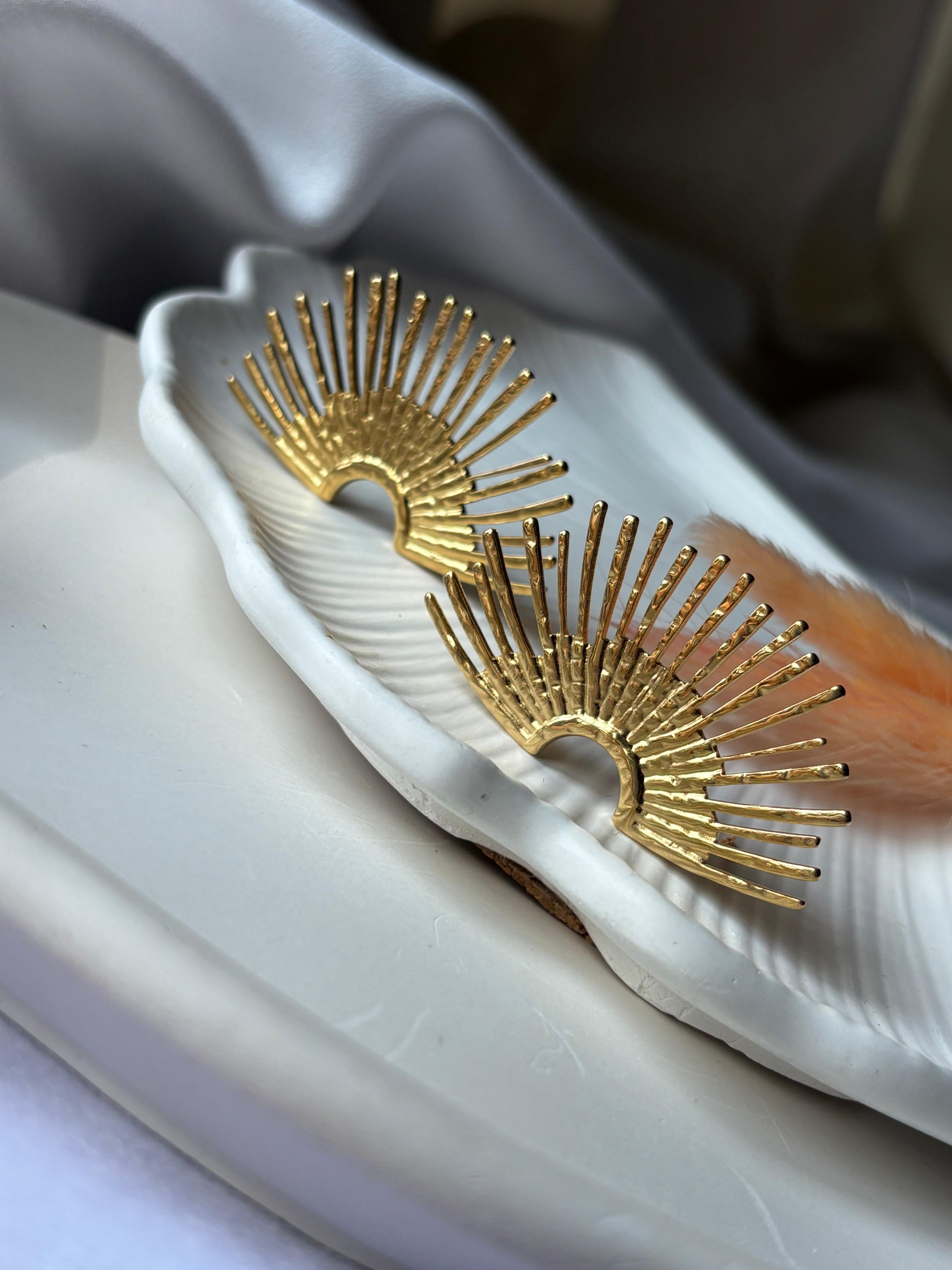 Stainless Steel Anti Tarnish 18k Gold plated  Sun rise earring SS016