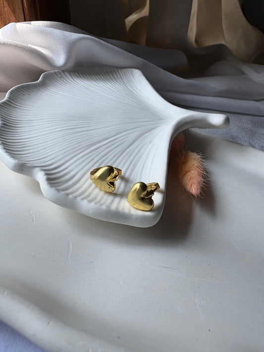 Stainless Steel Anti Tarnish 18k Gold plated Heart shape Earring SS018