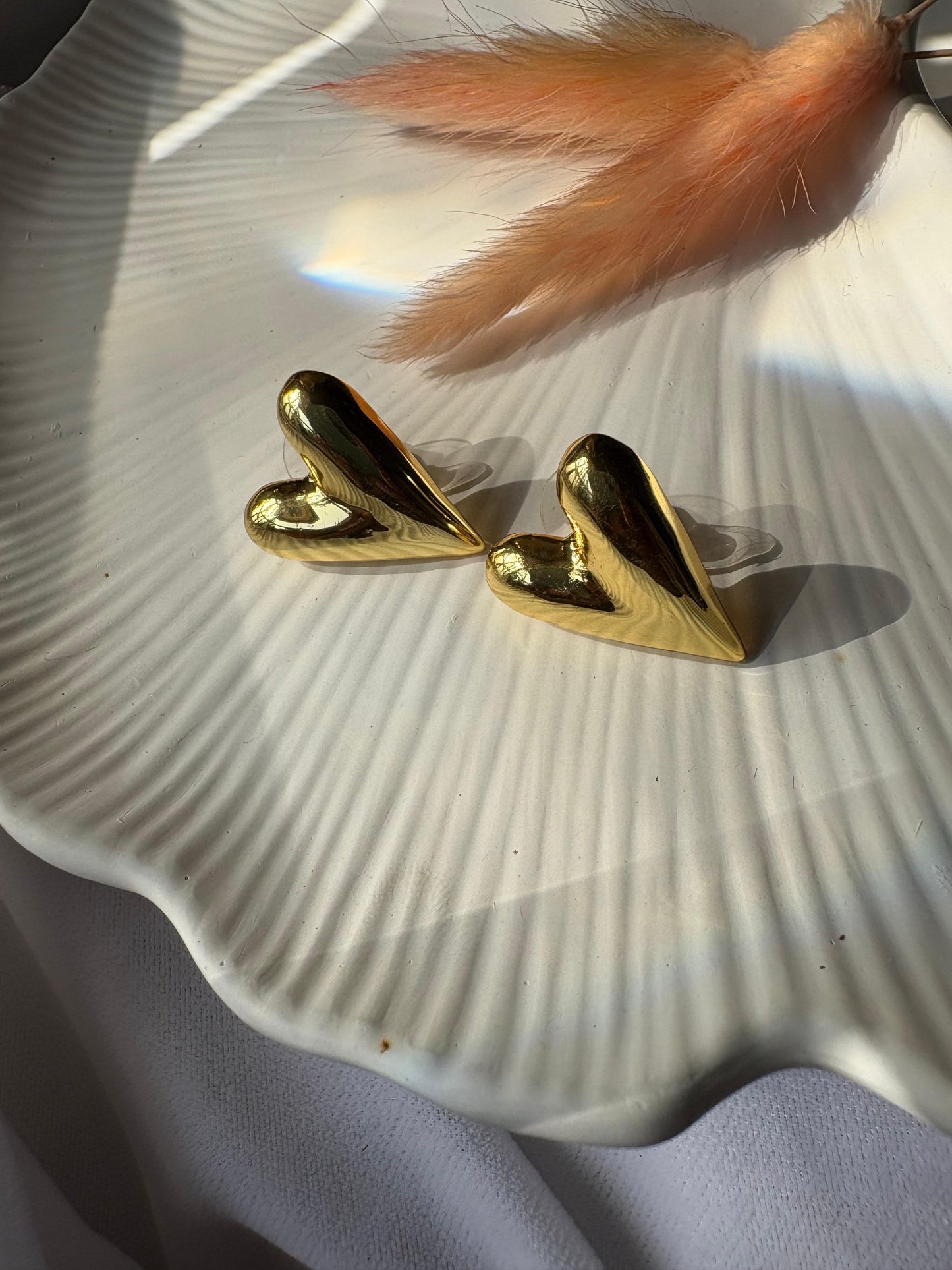 Stainless Steel Anti Tarnish 18k Gold plated Heart Earring SS021