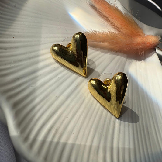 Stainless Steel Anti Tarnish 18k Gold plated Heart Earring SS021