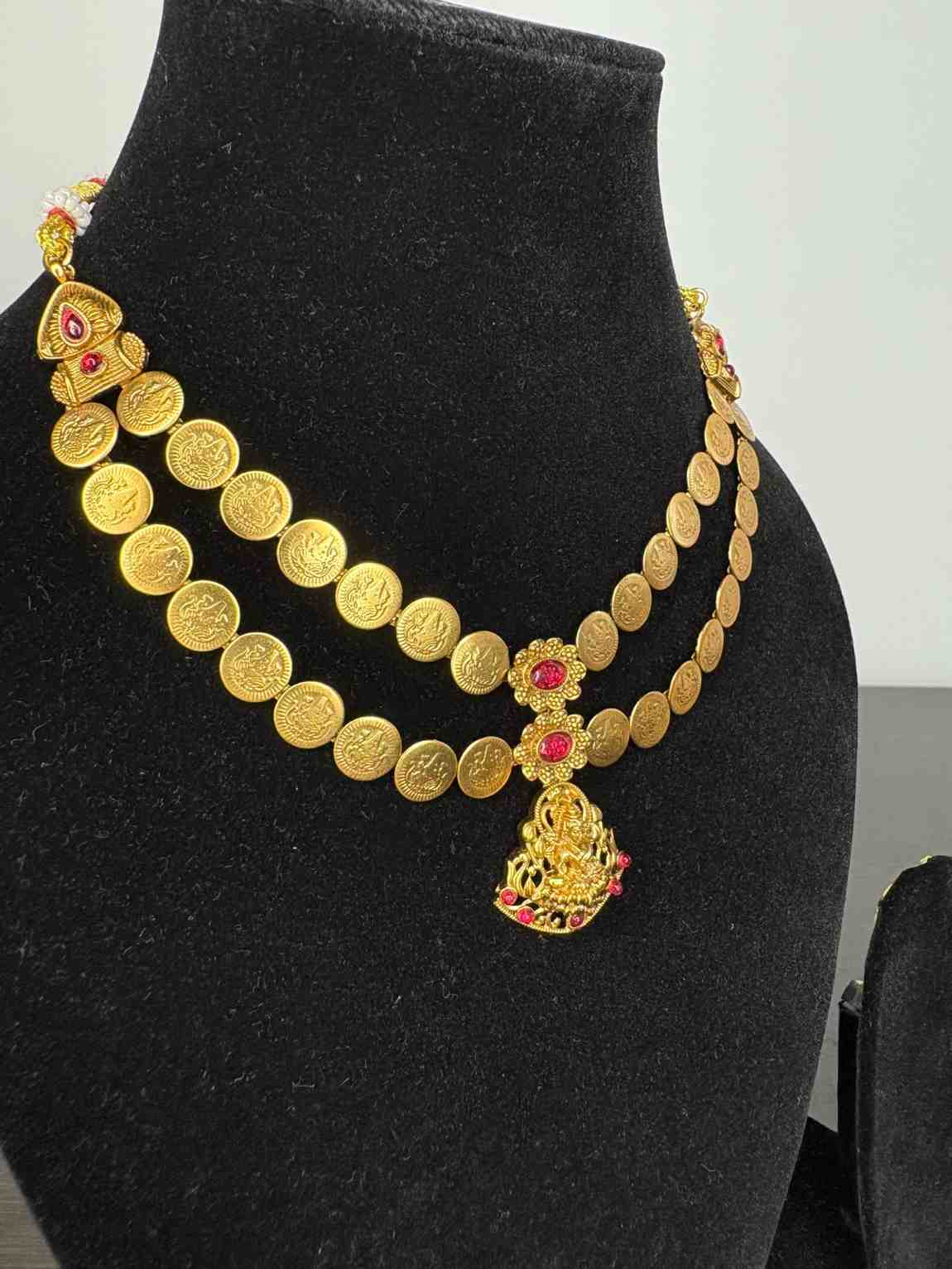 Matte finish Lakshmi Coin Necklace N0229