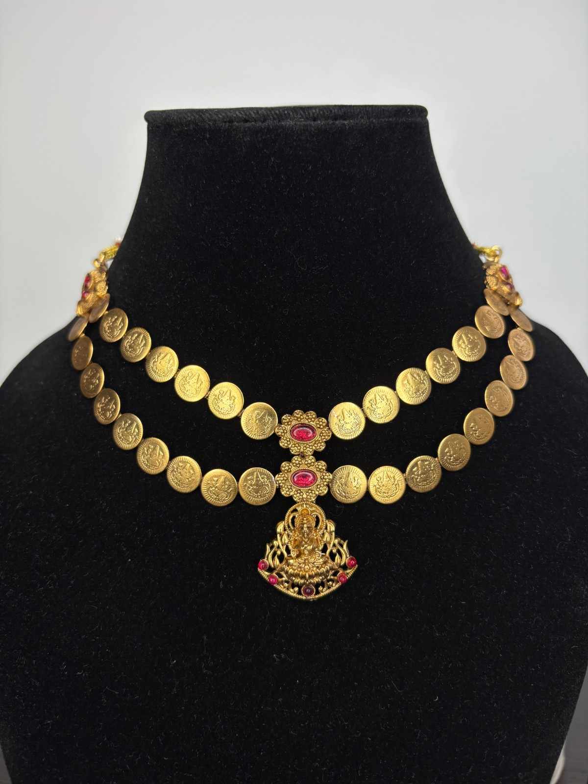 Matte finish Lakshmi Coin Necklace N0229