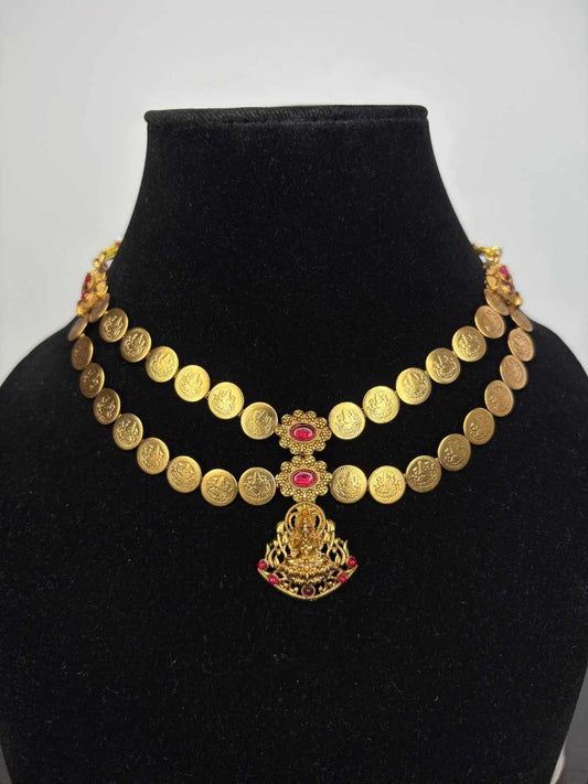 Matte finish Lakshmi Coin Necklace N0229