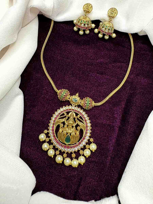 Matte finish Peacock Attigai type Minimal Necklace N0226
