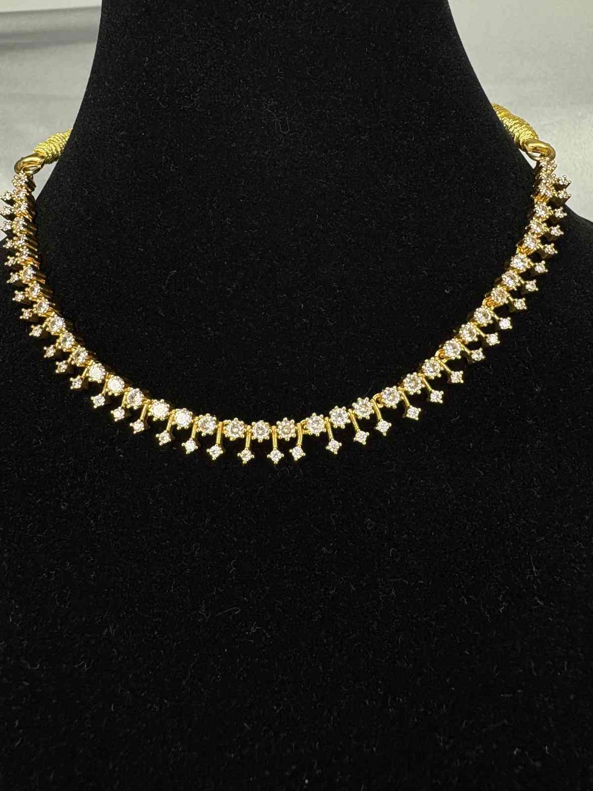 AD White Stone Diamond Replica Minimal Necklace with Earring N0068-CJ33