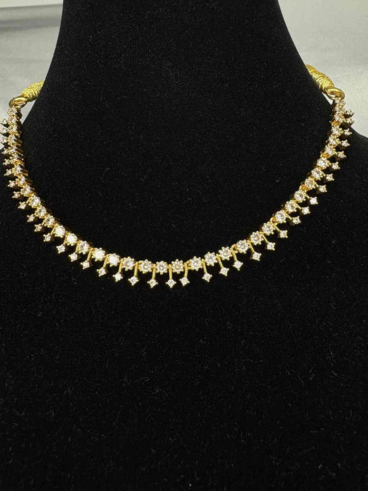 AD White Stone Diamond Replica Minimal Necklace with Earring N0068-CJ33