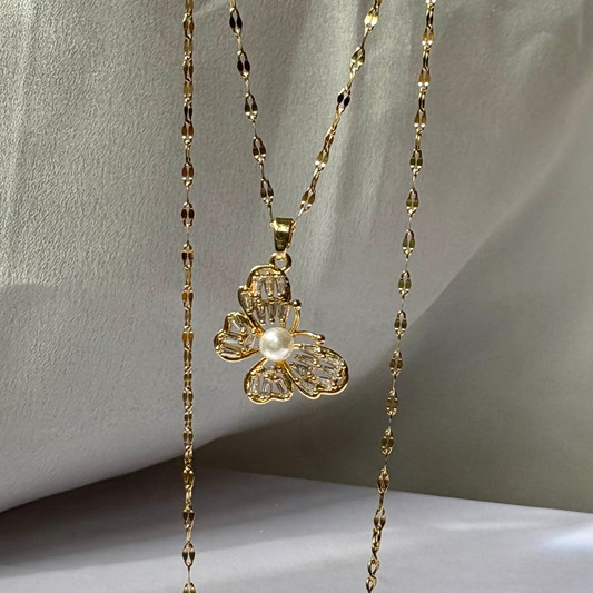 Stainless Steel Anti tarnish layered Butterfly Stone Chain SC004