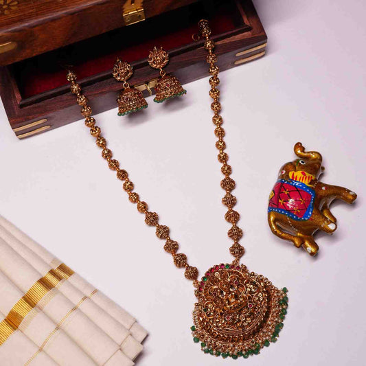 Mate Finish Middle Length Lakshmi Haram with matching jhumkas H0006-CJ52