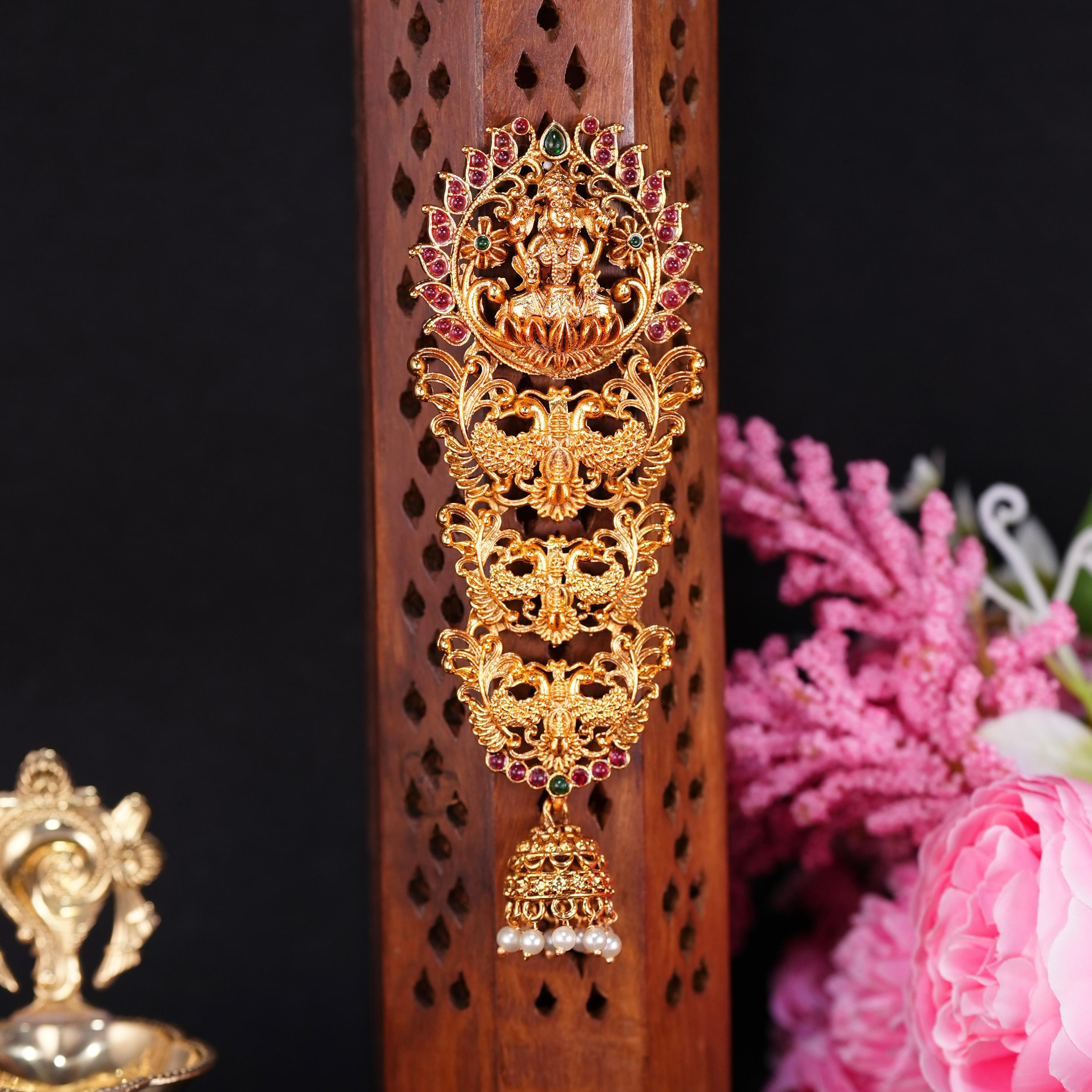 Matte Finish Premium Look Lakshmi Peacock Design Jada Billa Hair Accessories HA006-CR7