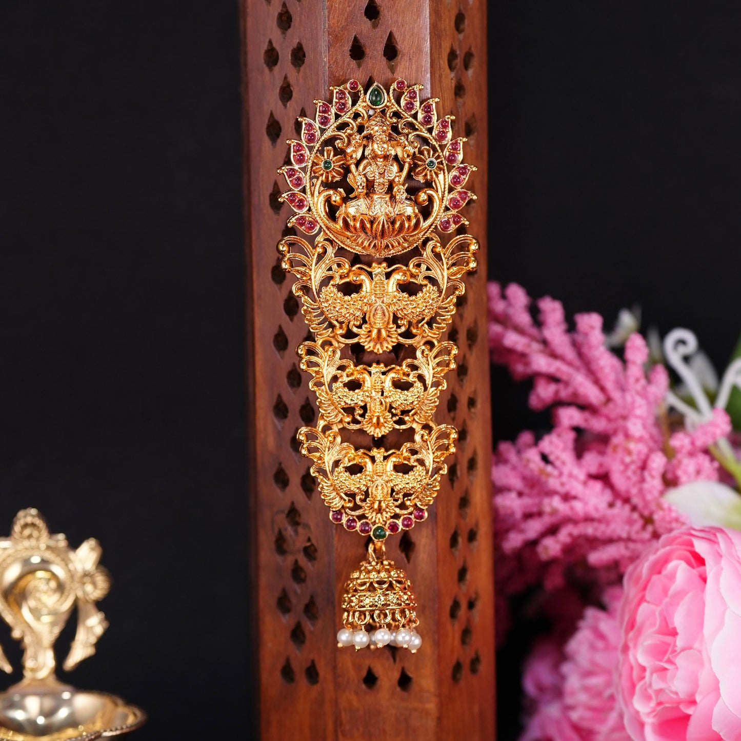 Matte Finish Premium Look Lakshmi Peacock Design Jada Billa Hair Accessories HA006-CR7