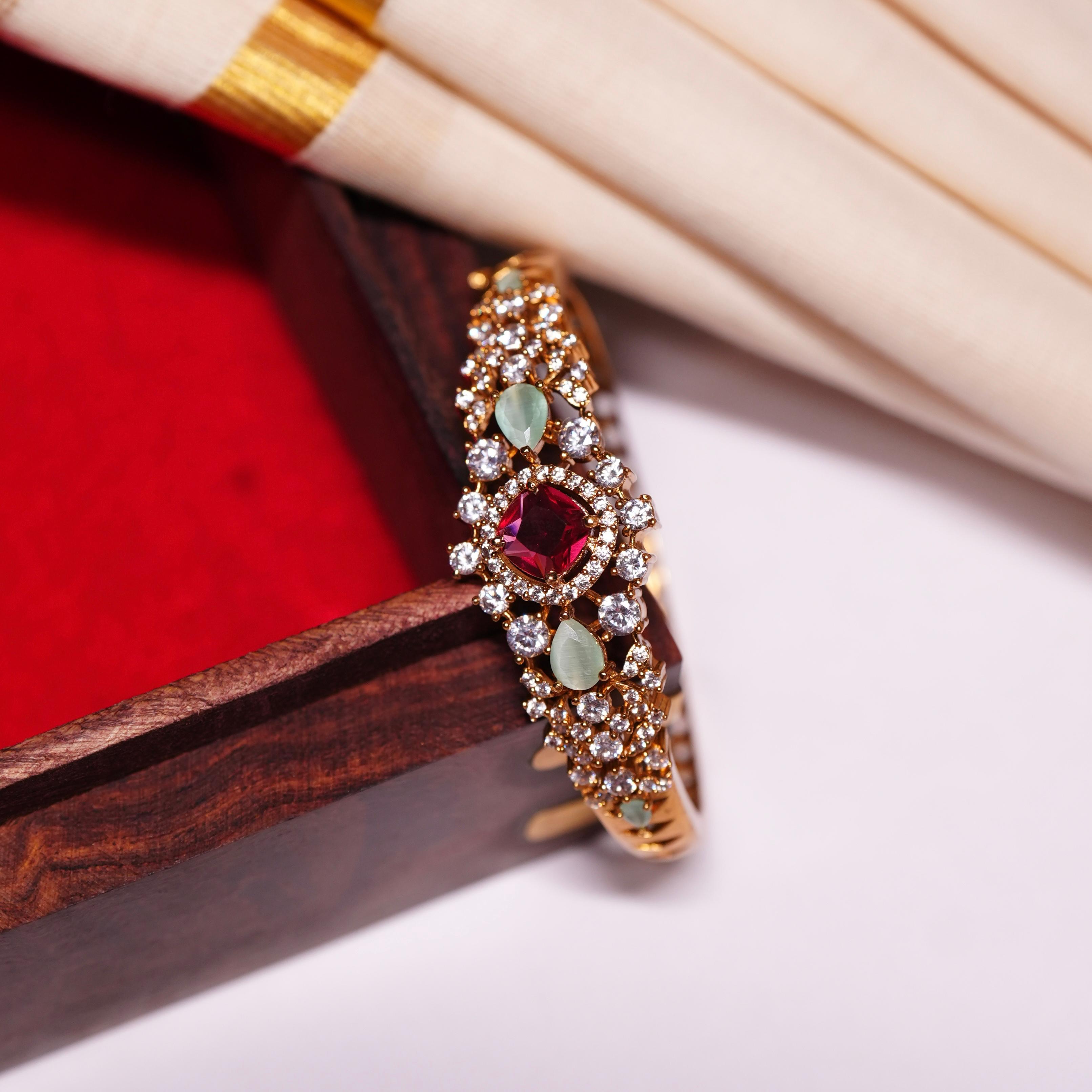 Stone kada type openable Bangle K0004-CE40