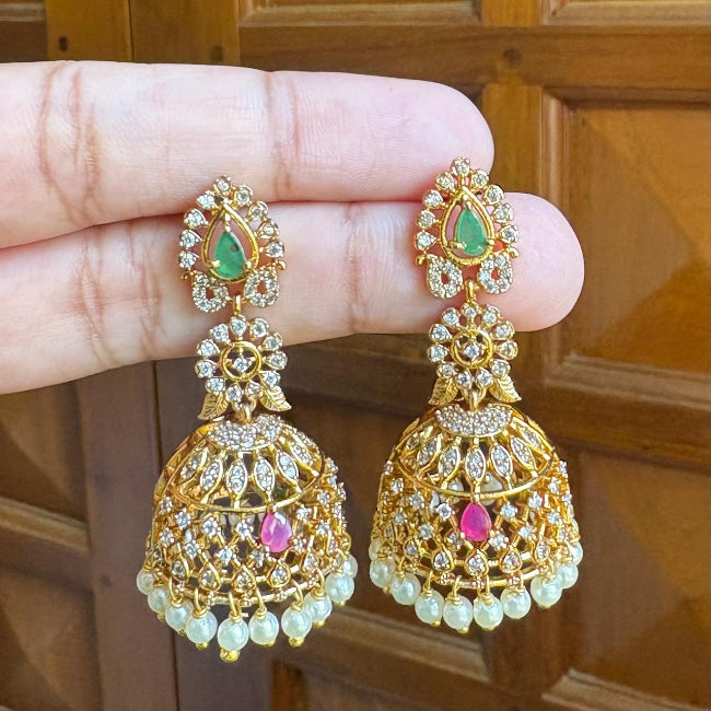 Medium size floral stone jhumka J0031-CJ22