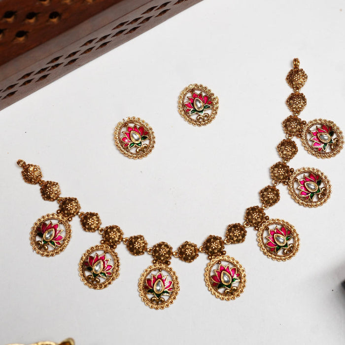 Lotus Antique Finish Necklace N0055-CJ22