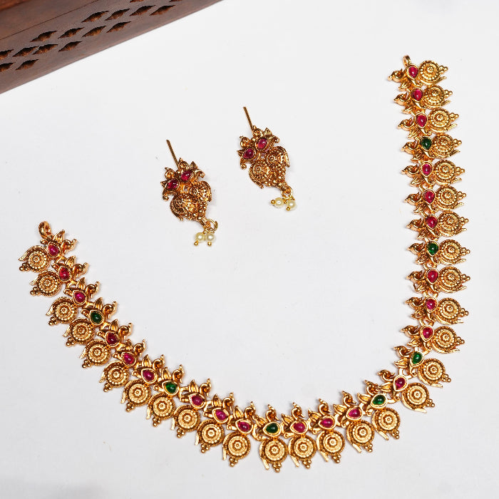 Peacock Necklace Matte Finish N0051-CJ15