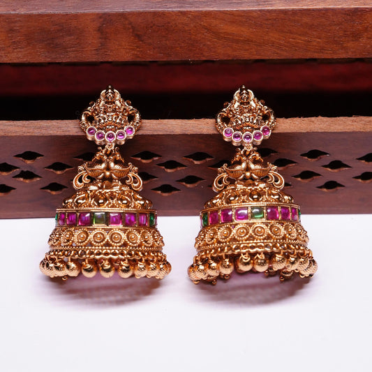 Premium Bridal  Lakshmi Jhumka with Kemp Stones  J0033-CJ110