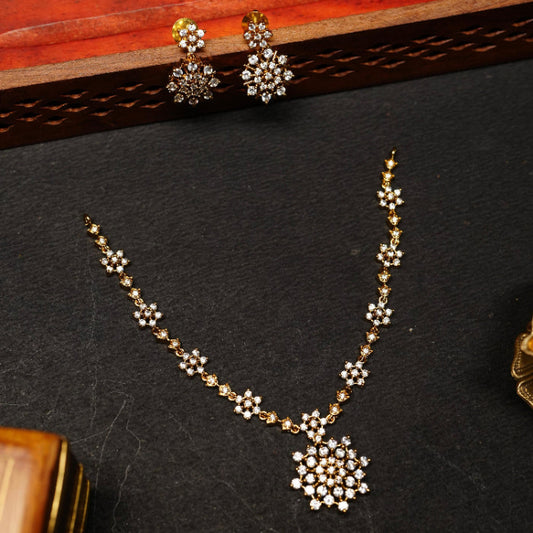 Floral Necklace Premium Quality Ad Necklace with Earrings N0120-CJ32
