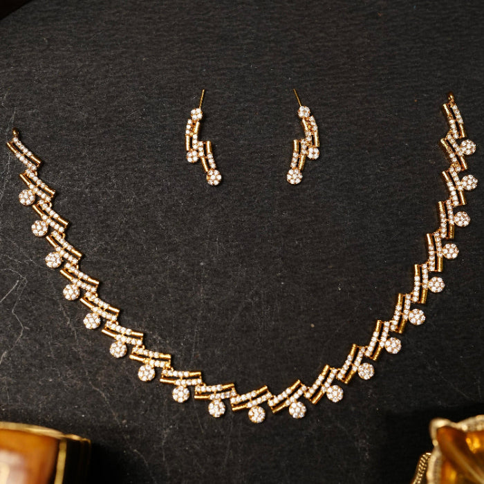 Minimal Diamond Replica AD Stone Necklace N0064-CJ34